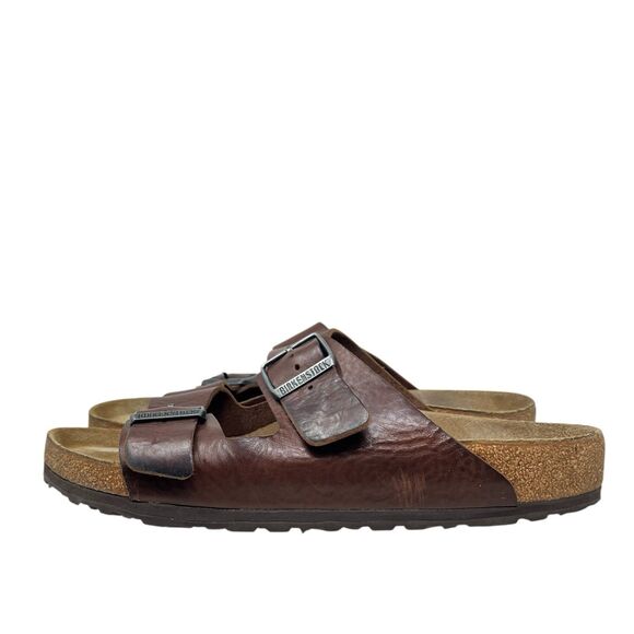 Birkenstock Arizona Mens 10 Brown Oiled Grip Leather 2 Strap Sandal Cork Footbed main image 8